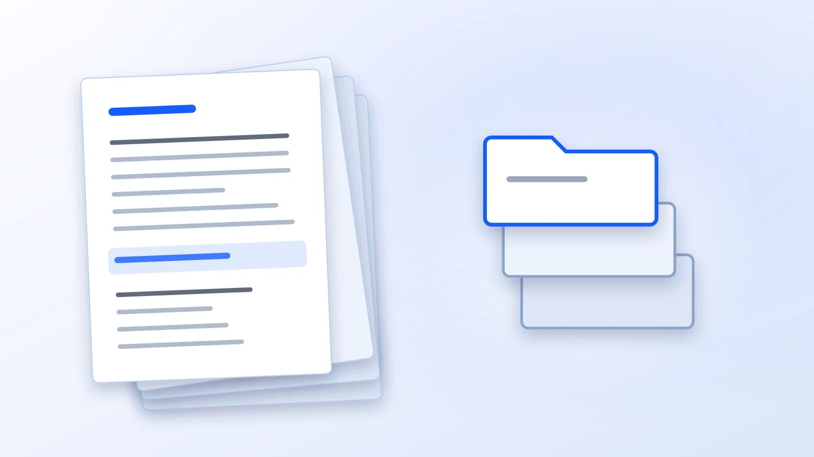 Three overlapping file folders, stacked and offset