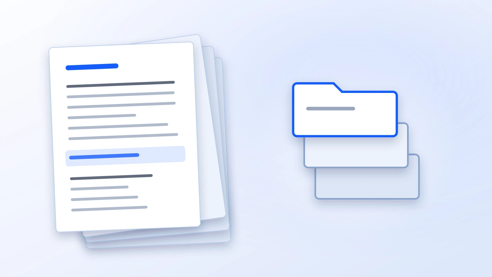 Three overlapping file folders, stacked and offset
